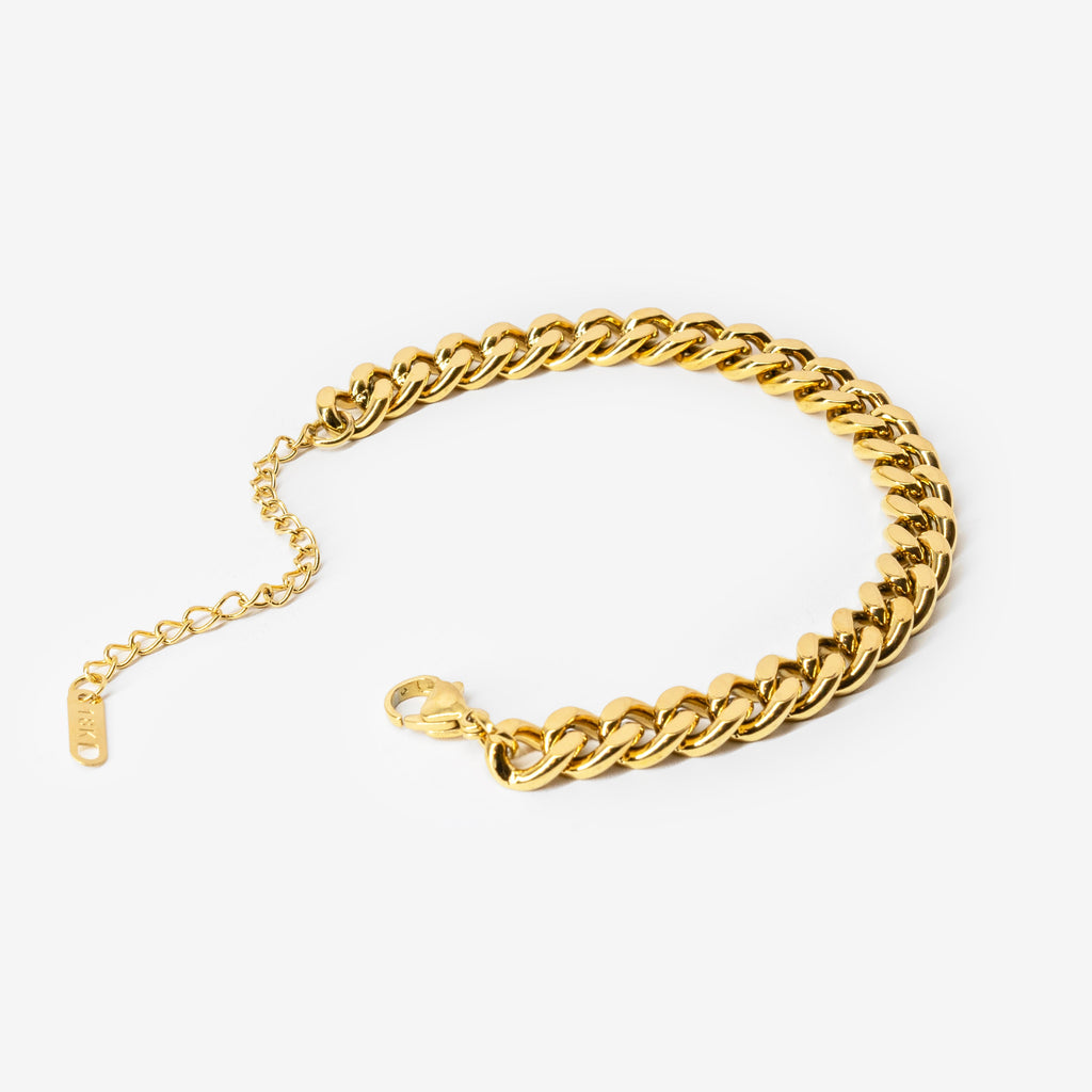 18k gold plated stainless steel essential cuban chain bracelet by Salaam Gallery, elegant and affordable jewelry