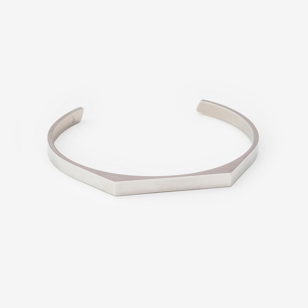 18k gold plated stainless steel minimal signet cuff bracelet by Salaam Gallery, elegant and affordable jewelry